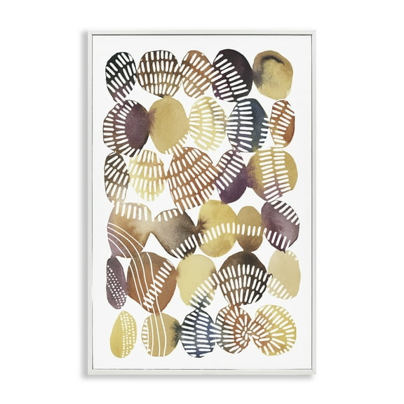 Stupell Industries Southwestern Patterned Pebbles Abstract Painting White Framed Art Print Wall Art, 20 x 30