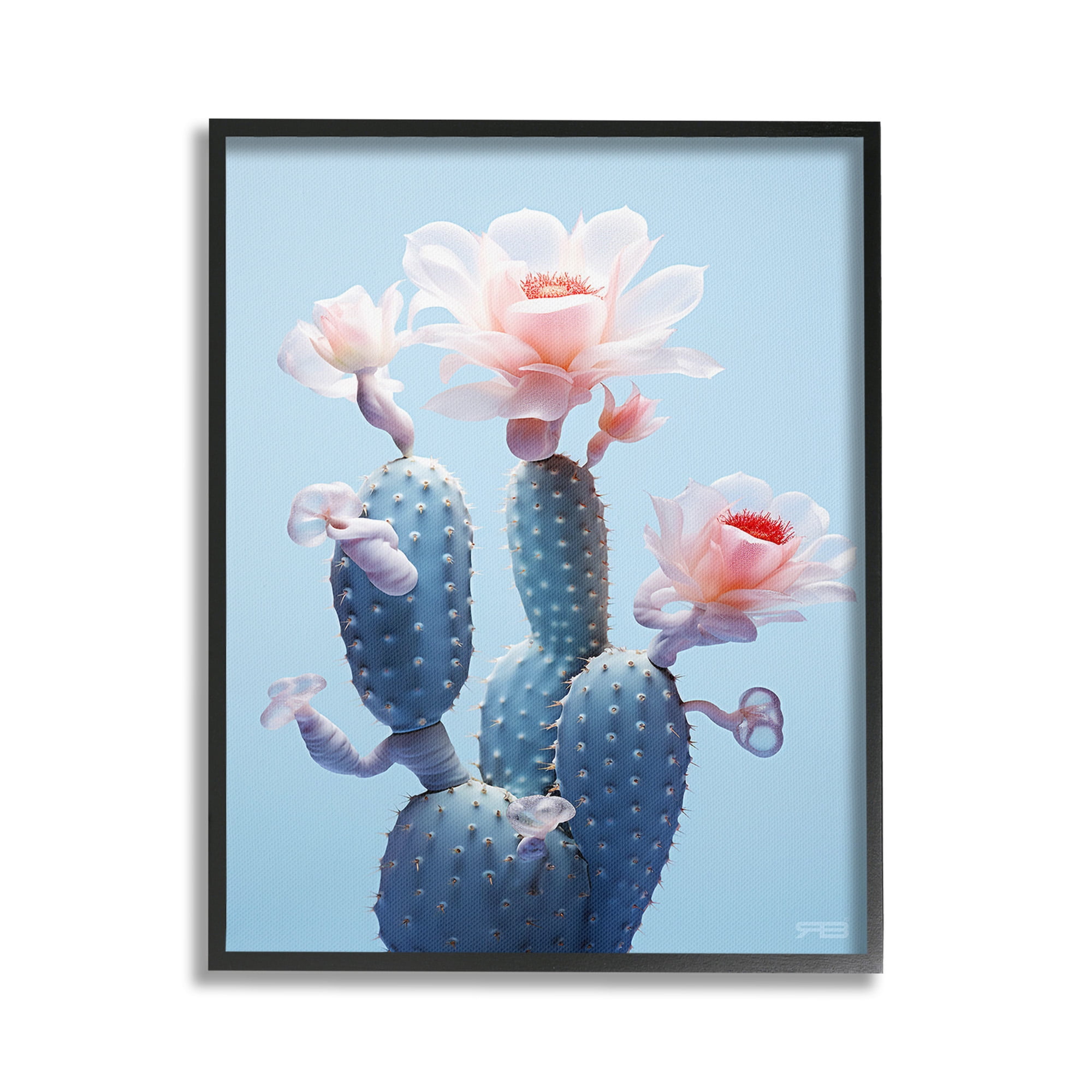 Stupell Industries Southwestern Pink Blooms Botanical & Floral Painting Black Framed Art Print Wall Art, 16 x 20