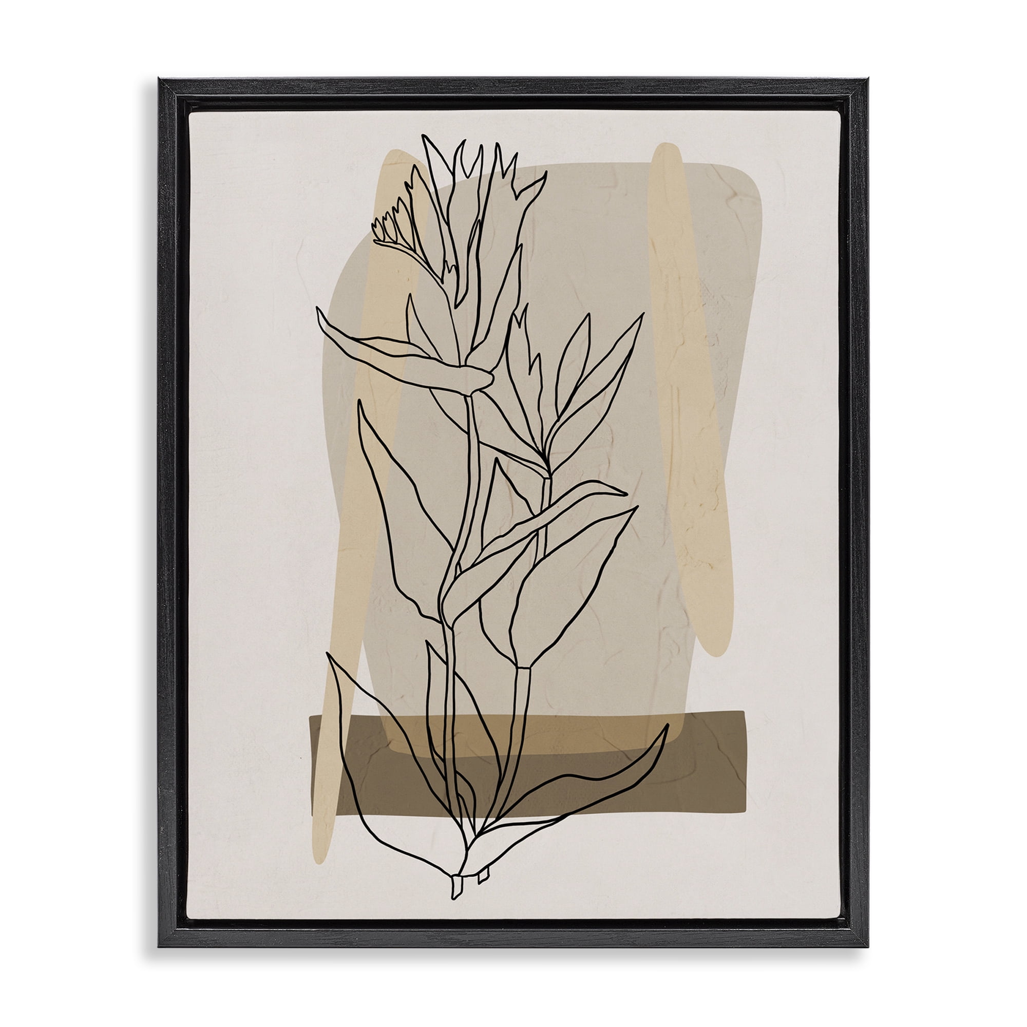 Stupell Industries Southwestern Plant Leaves Botanical & Floral Painting Black Floater Framed Art Print Wall Art, 17 x 21