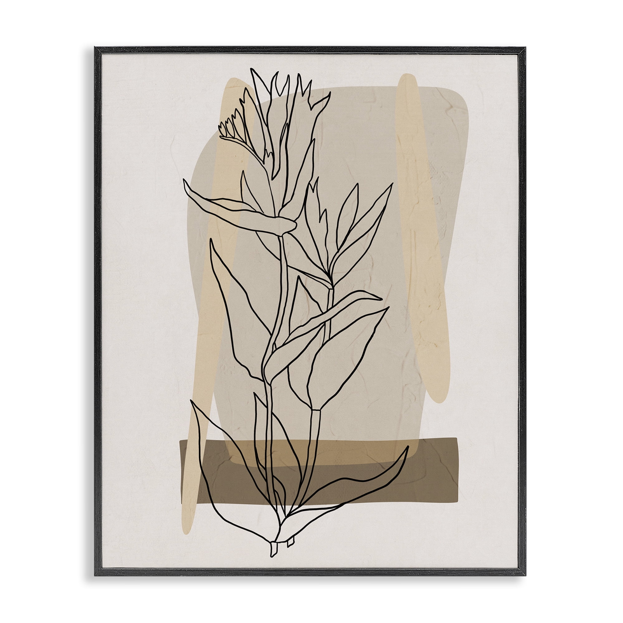 Stupell Industries Southwestern Plant Leaves Botanical & Floral Painting Black Framed Art Print Wall Art, 24 x 30