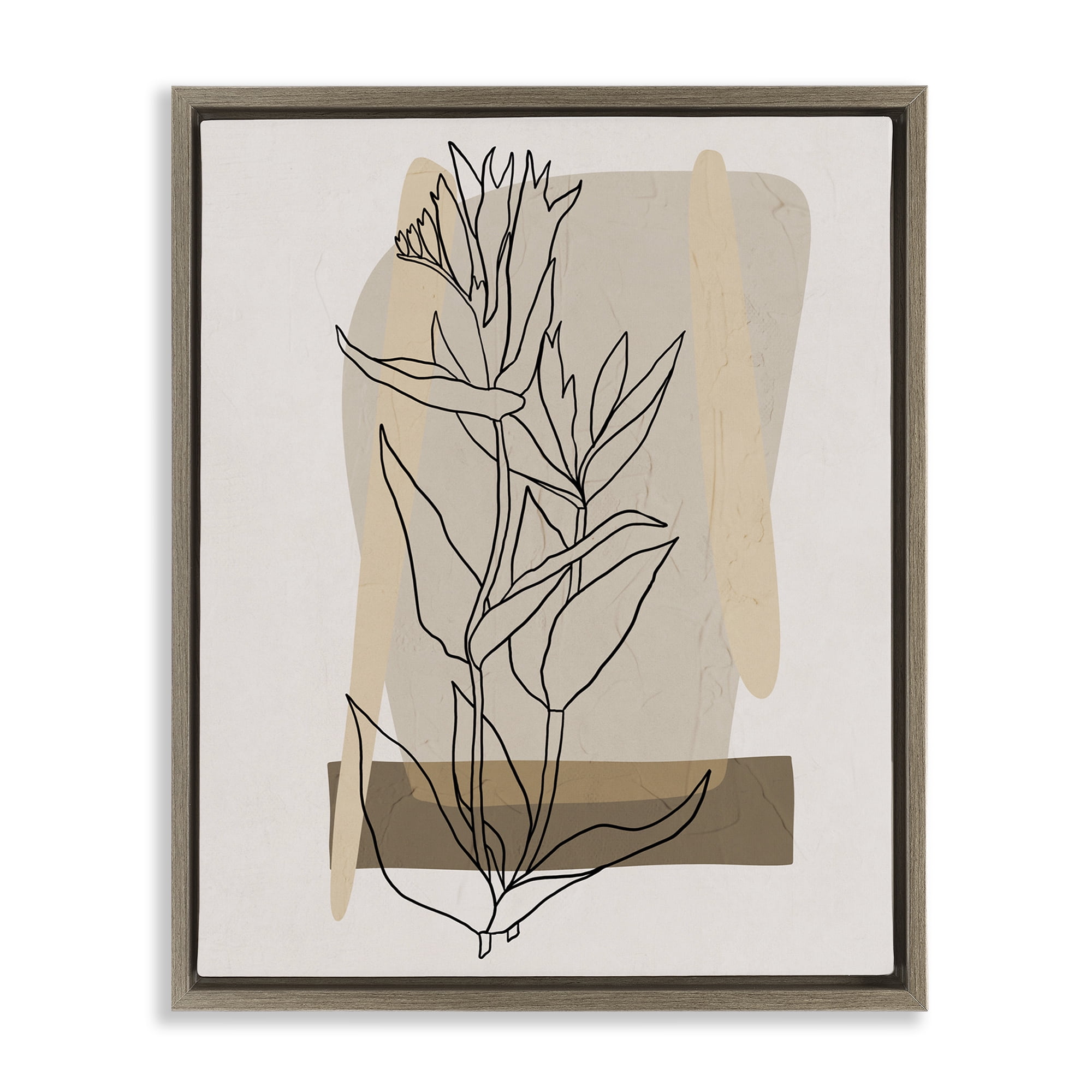 Stupell Industries Southwestern Plant Leaves Botanical & Floral Painting Brown Floater Framed Art Print Wall Art, 25 x 31