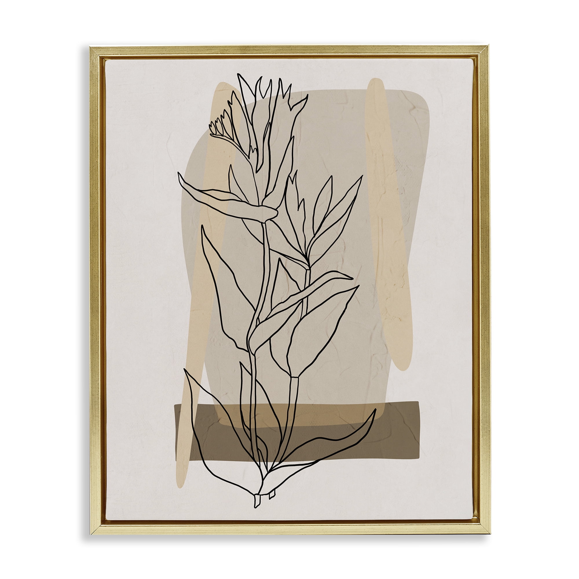 Stupell Industries Southwestern Plant Leaves Botanical & Floral Painting Gold Floater Framed Art Print Wall Art, 25 x 31