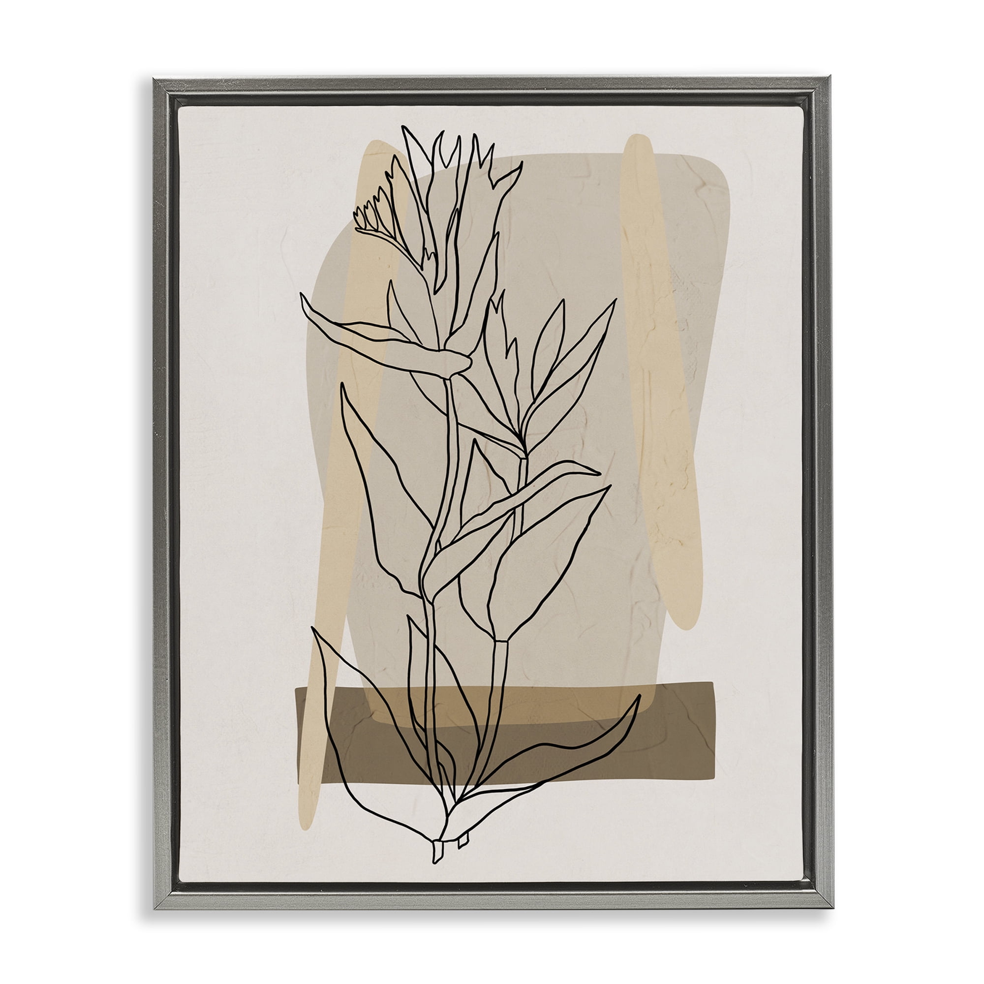Stupell Industries Southwestern Plant Leaves Botanical & Floral Painting Gray Floater Framed Art Print Wall Art, 17 x 21