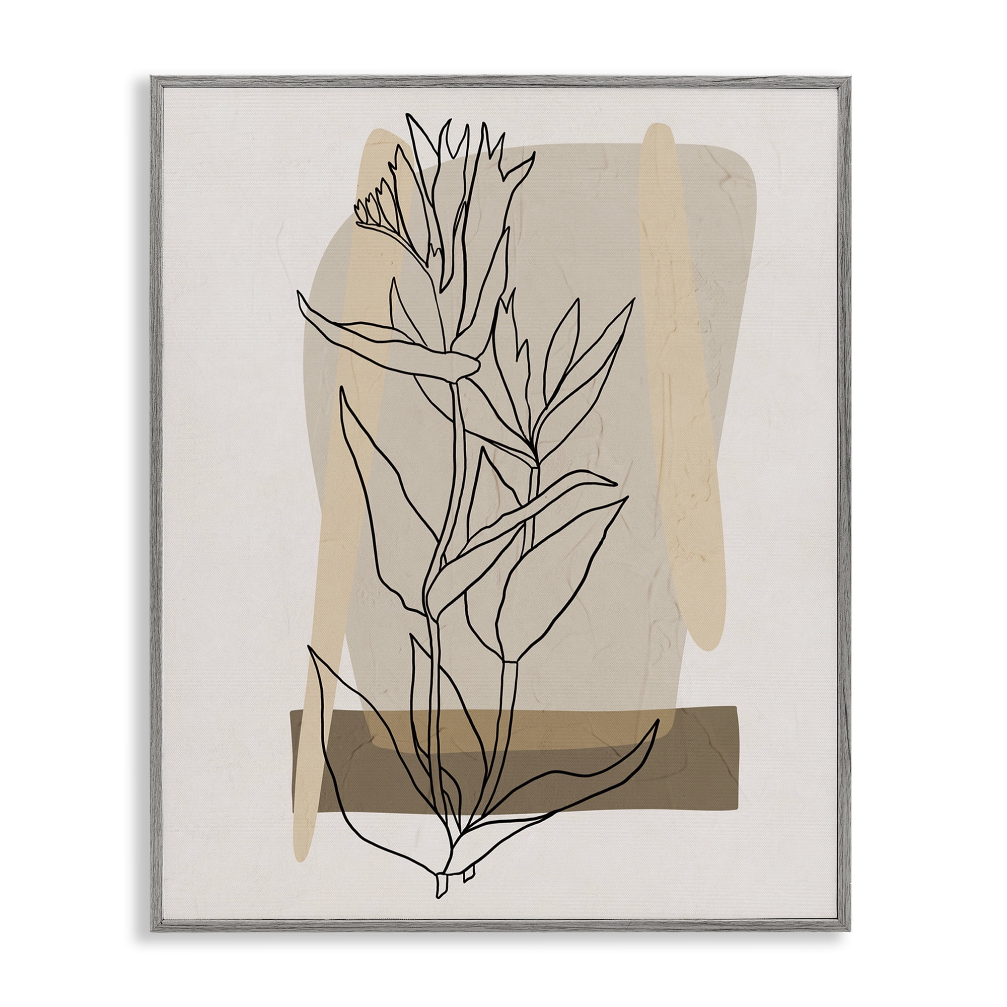 Stupell Industries Southwestern Plant Leaves Botanical & Floral Painting Gray Framed Art Print Wall Art, 24 x 30