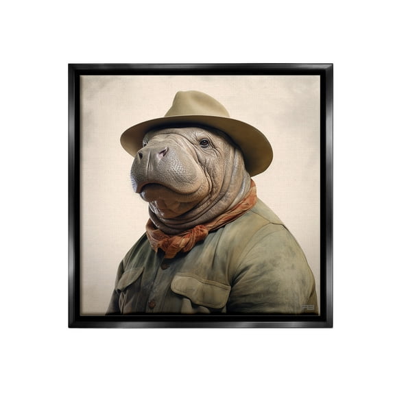 Stupell Industries Southwestern Rodeo Manatee Animals & Insects Painting Black Floater Framed Canvas Art Print Wall Art, 18 x 18
