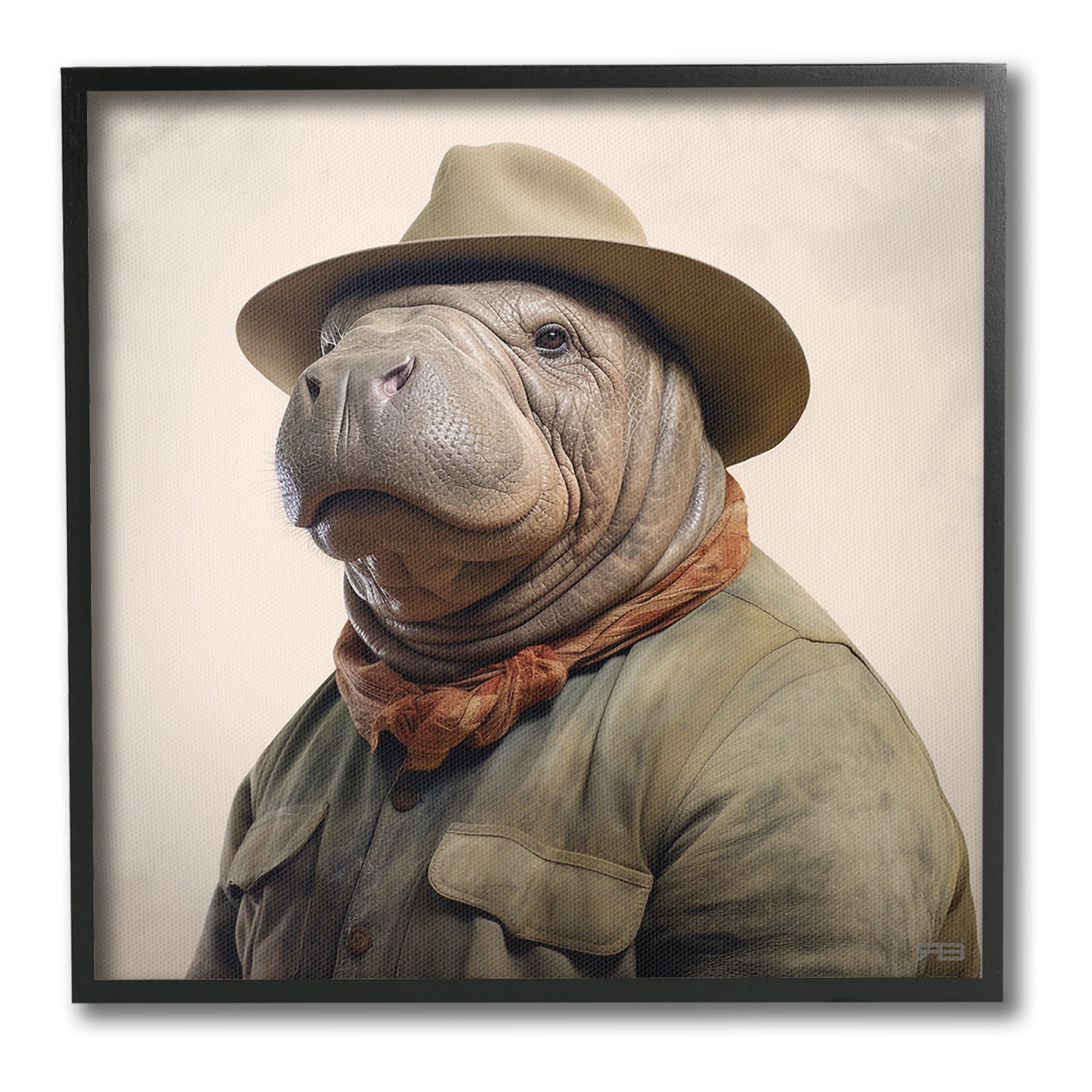 Stupell Industries Southwestern Rodeo Manatee Animals & Insects Painting Black Framed Art Print Wall Art, 12 x 12
