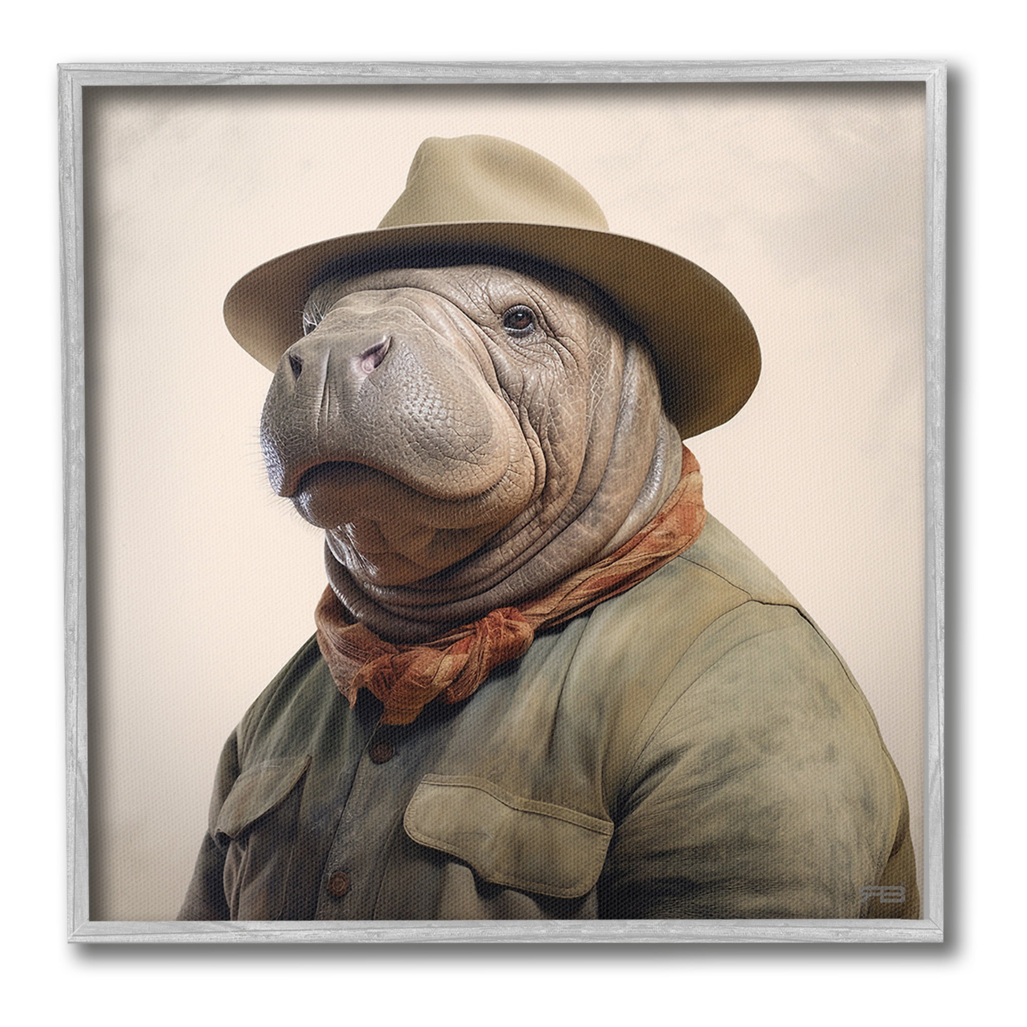 Stupell Industries Southwestern Rodeo Manatee Animals & Insects Painting Gray Framed Art Print Wall Art, 24 x 24