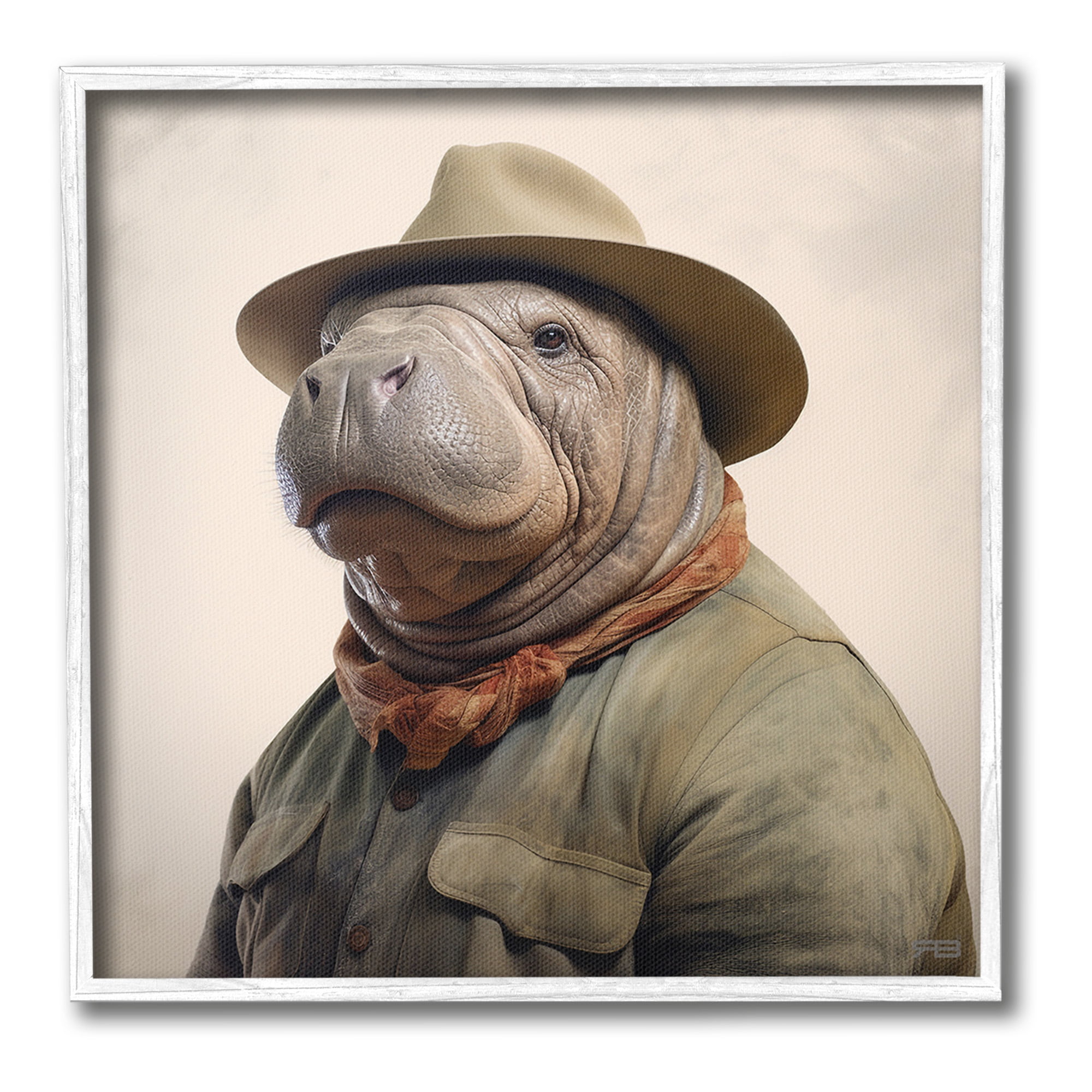 Stupell Industries Southwestern Rodeo Manatee Animals & Insects Painting White Framed Art Print Wall Art, 24 x 24