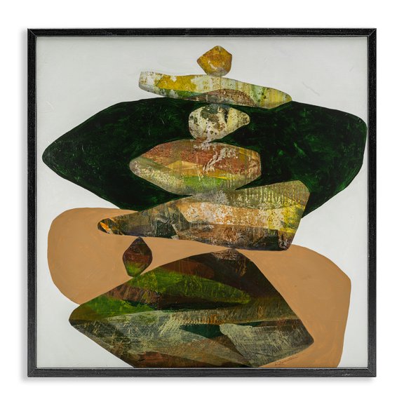 Stupell Industries Southwestern Stacked Rocks Contemporary Nature Black Framed Giclee Art, 12 x 12, by Ruth Fromstein