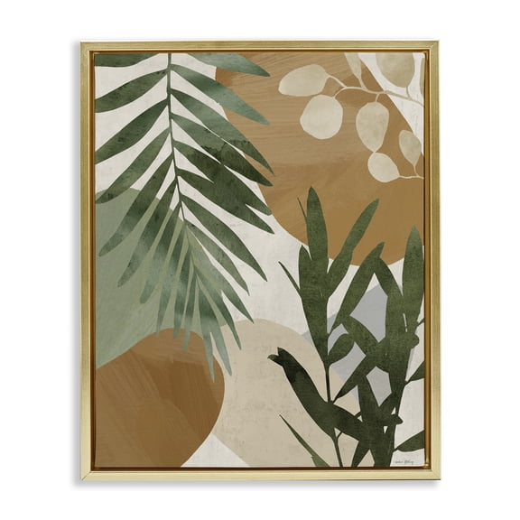 Stupell Industries Southwestern Tropical Leaves Gold Framed Floater Canvas Wall Art design by Amber Sterling, 31 x 25