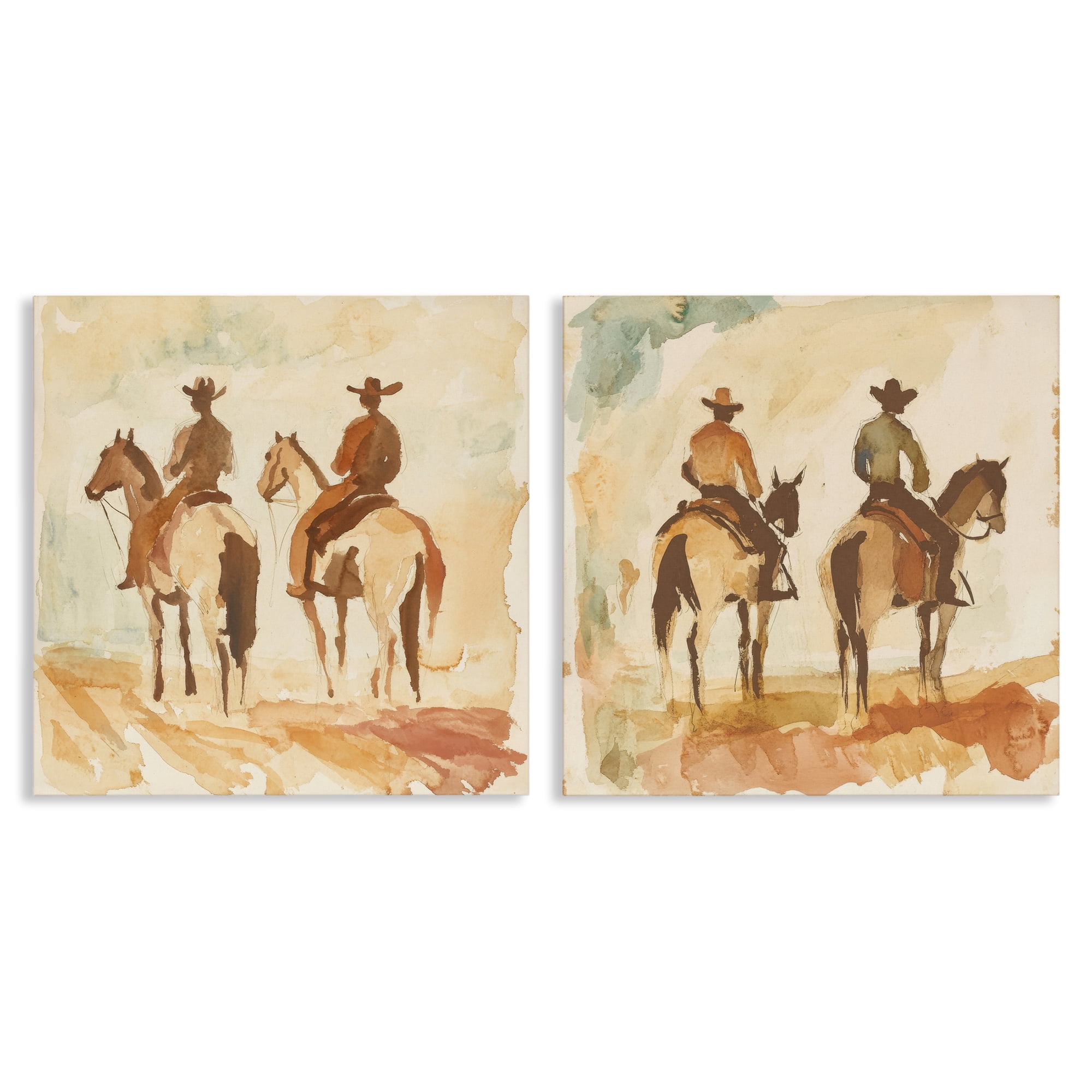 Stupell Industries Southwestern Western Watercolor Cowboy Pairs 2pc ...