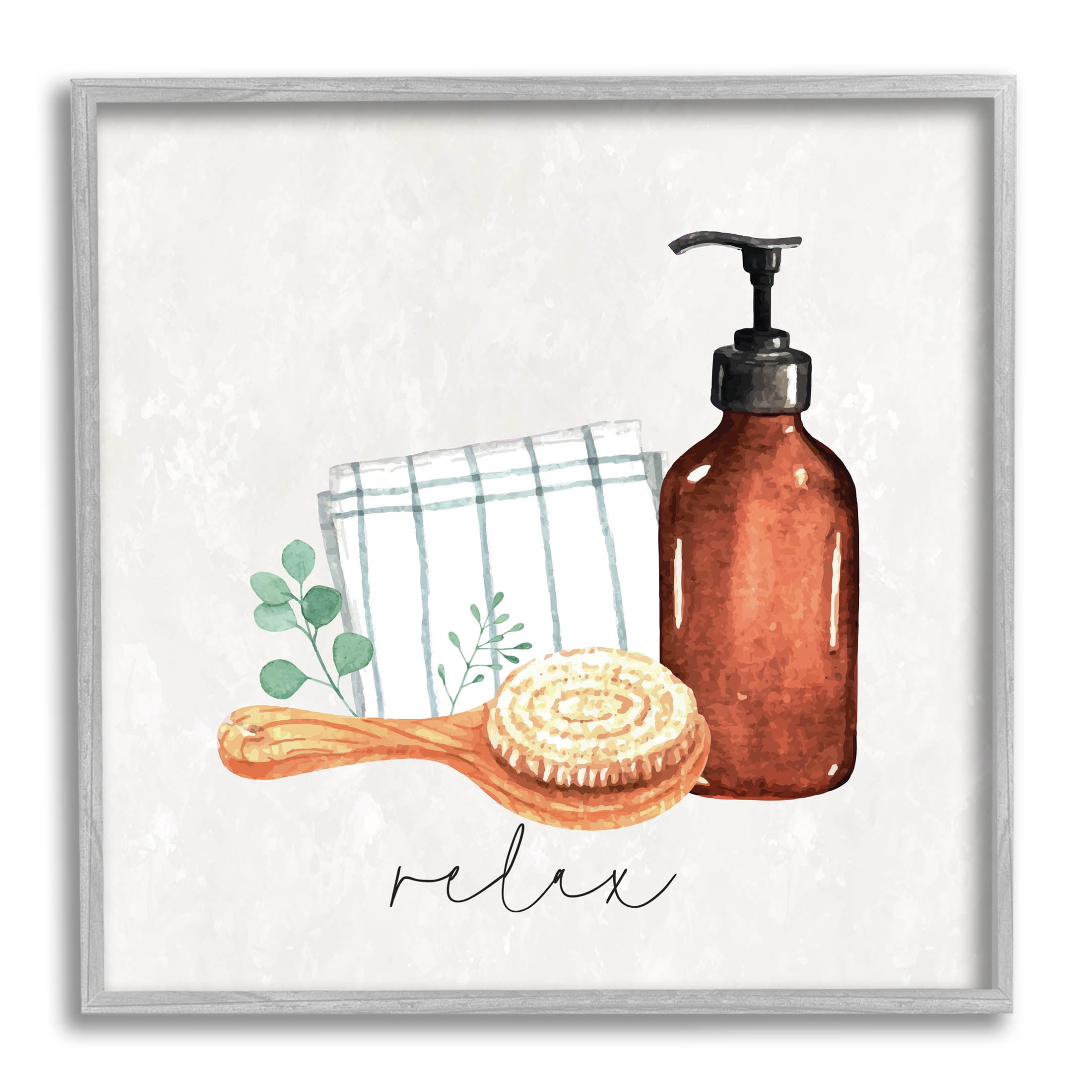 Stupell Industries Spa Bath Relax Calligraphy Graphic Art Gray Framed Art Print Wall Art, Design by ND Art