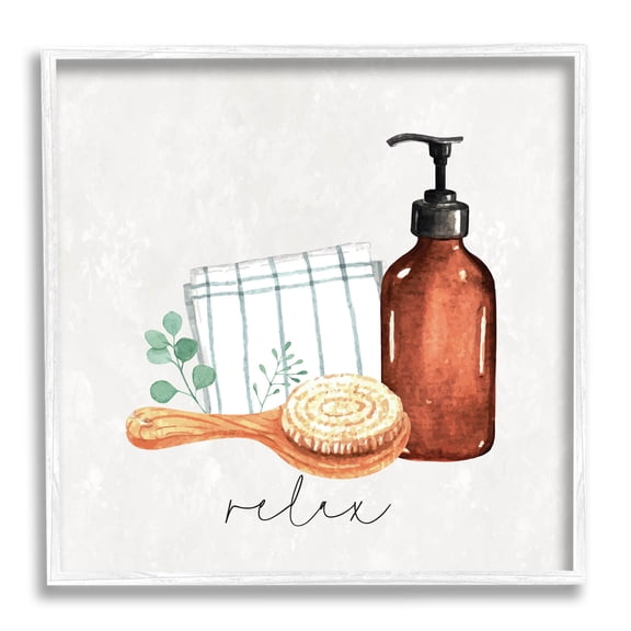 Stupell Industries Spa Bath Relax Calligraphy Graphic Art White Framed Art Print Wall Art, Design by ND Art