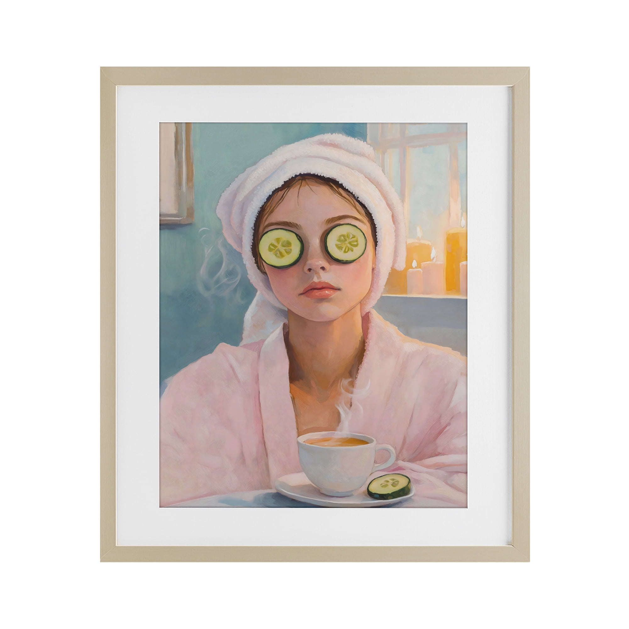 Stupell Industries Spa Day Cucumber Self Care Birch Framed Print Under Glass, design by The Prints Vibe