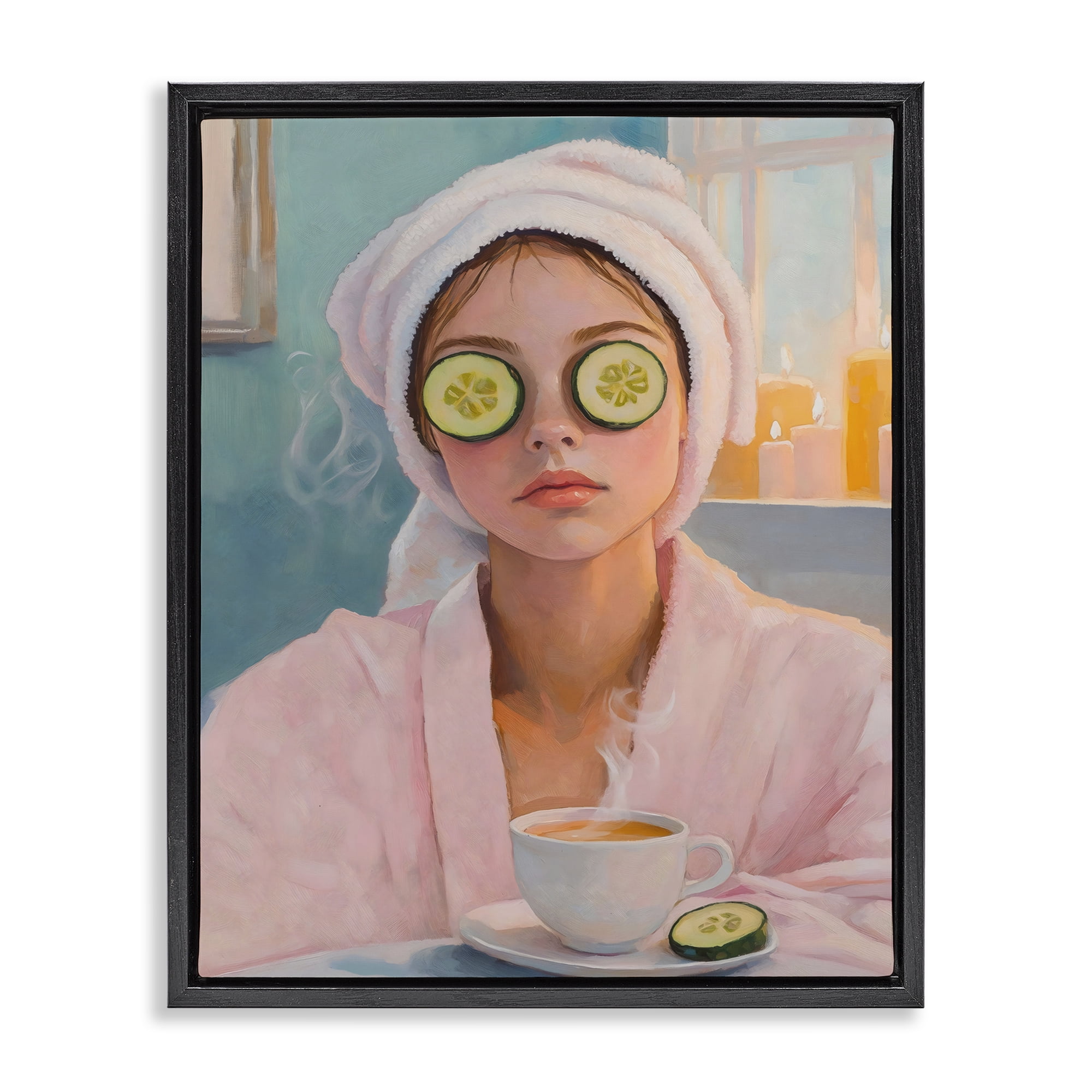 Stupell Industries Spa Day Cucumber Self Care Black Framed Floater Canvas Wall Art, design by The Prints Vibe