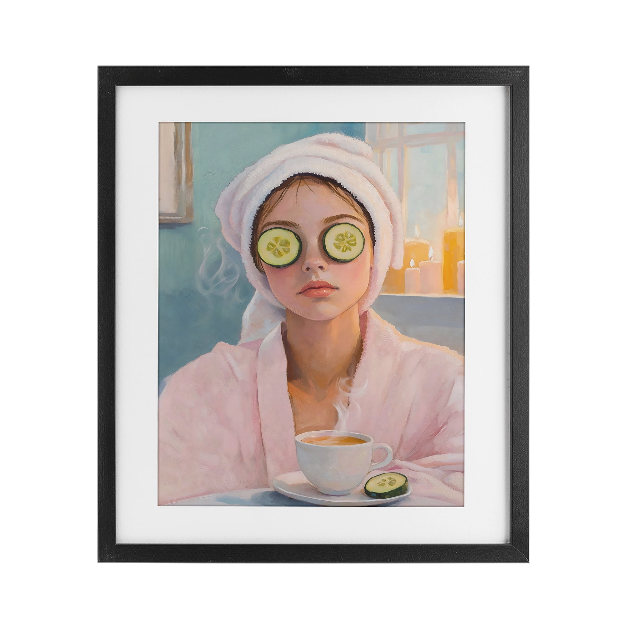 Stupell Industries Spa Day Cucumber Self Care Black Framed Print Under Glass, design by The Prints Vibe