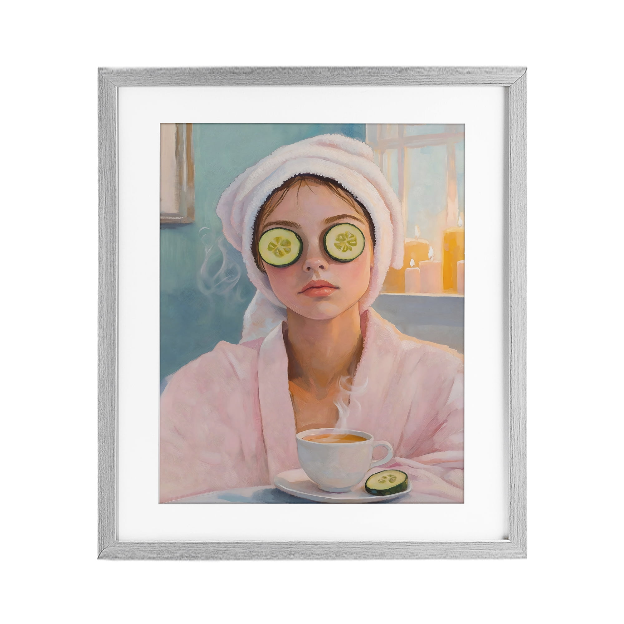 Stupell Industries Spa Day Cucumber Self Care Gray Framed Print Under Glass, design by The Prints Vibe