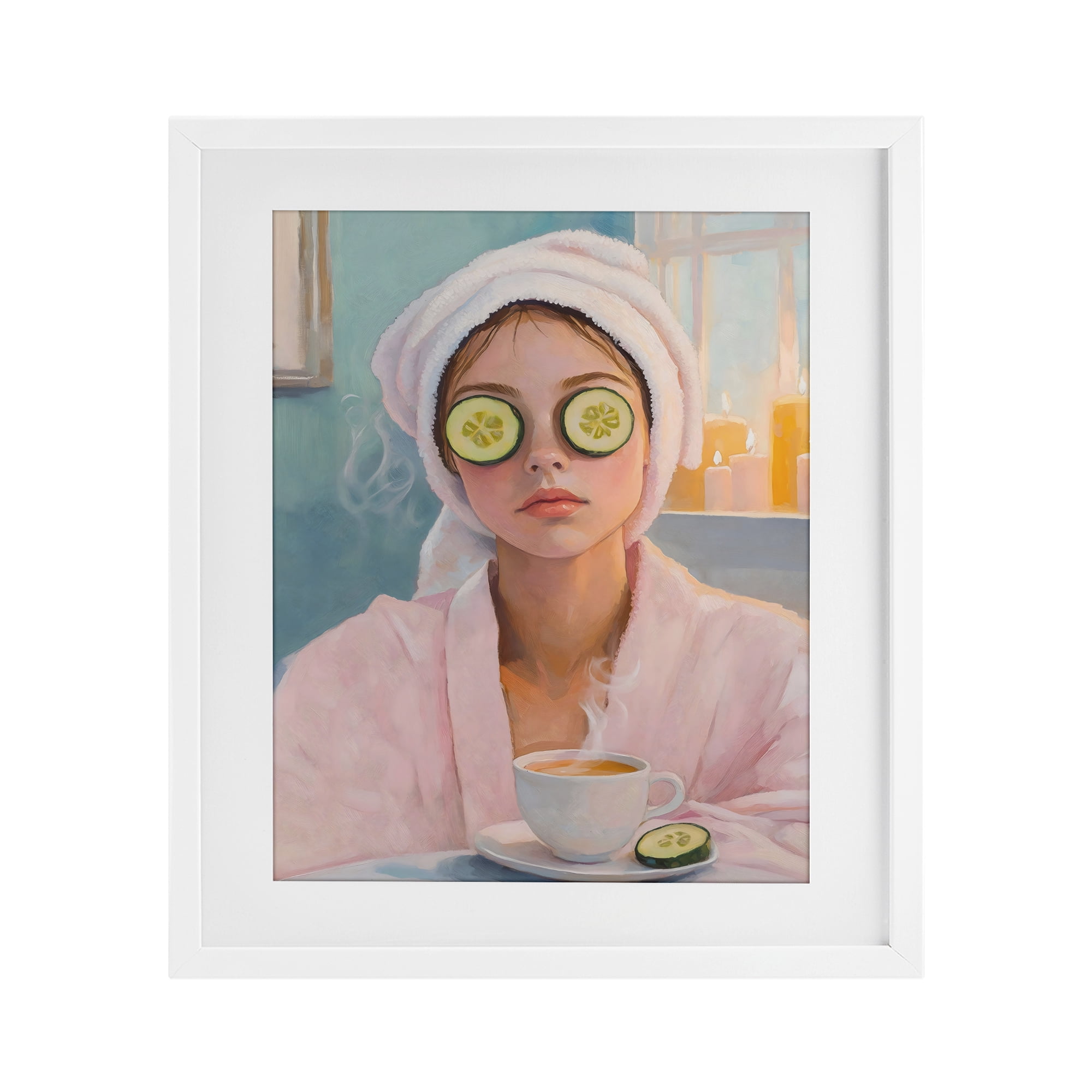 Stupell Industries Spa Day Cucumber Self Care White Framed Print Under Glass, design by The Prints Vibe