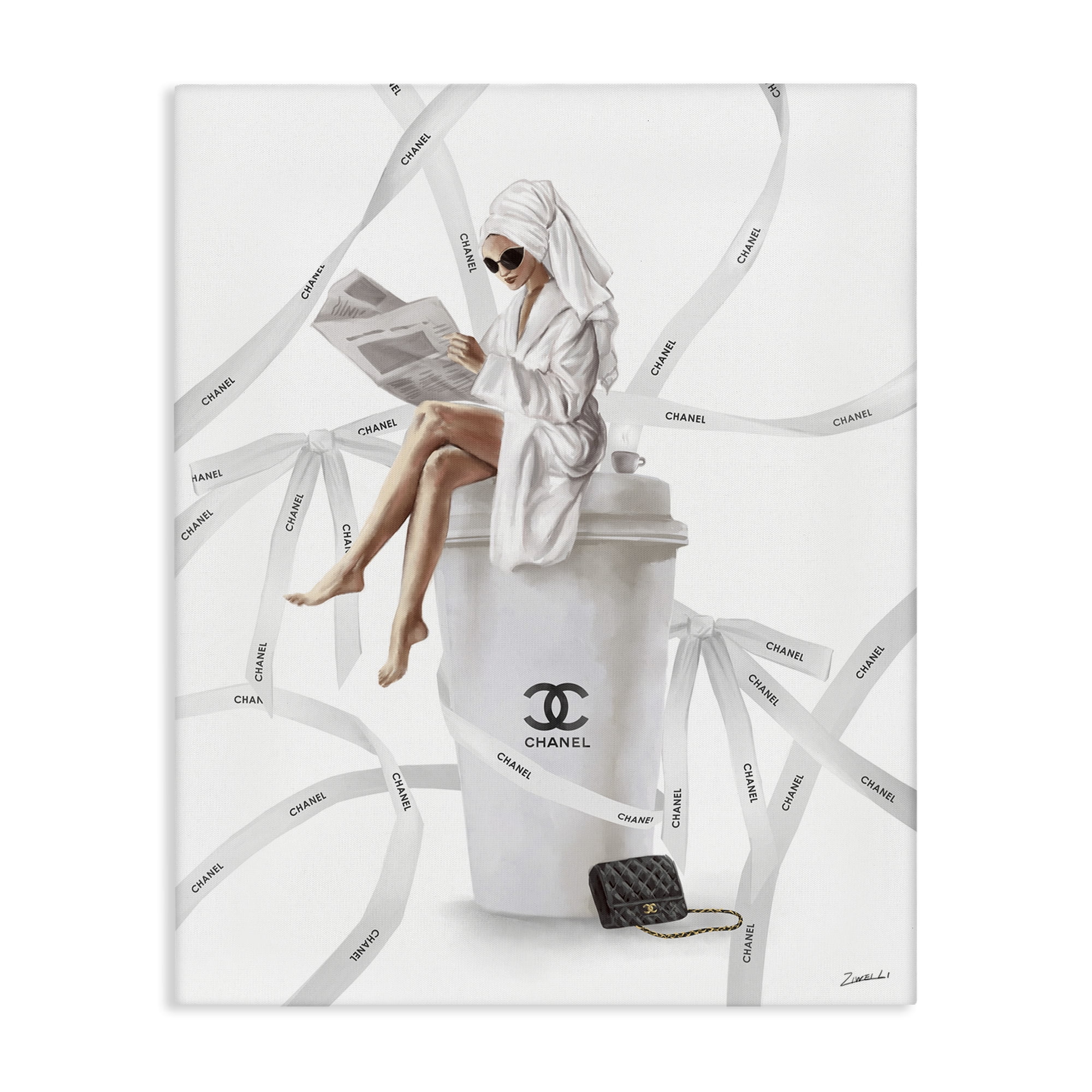 Stupell Industries Spa Girl in Bathrobe Typography Painting Gallery Wrapped Canvas Art Print Wall Art, 36 x 48