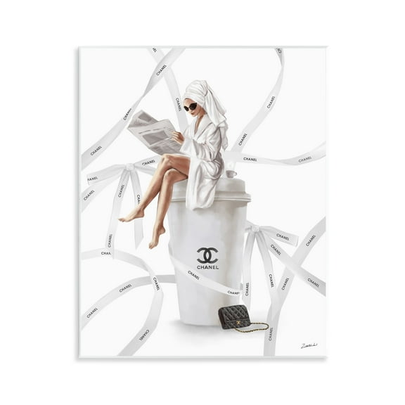 Stupell Industries Spa Girl in Bathrobe Typography Painting Unframed Art Print Wall Art, 11 x 14