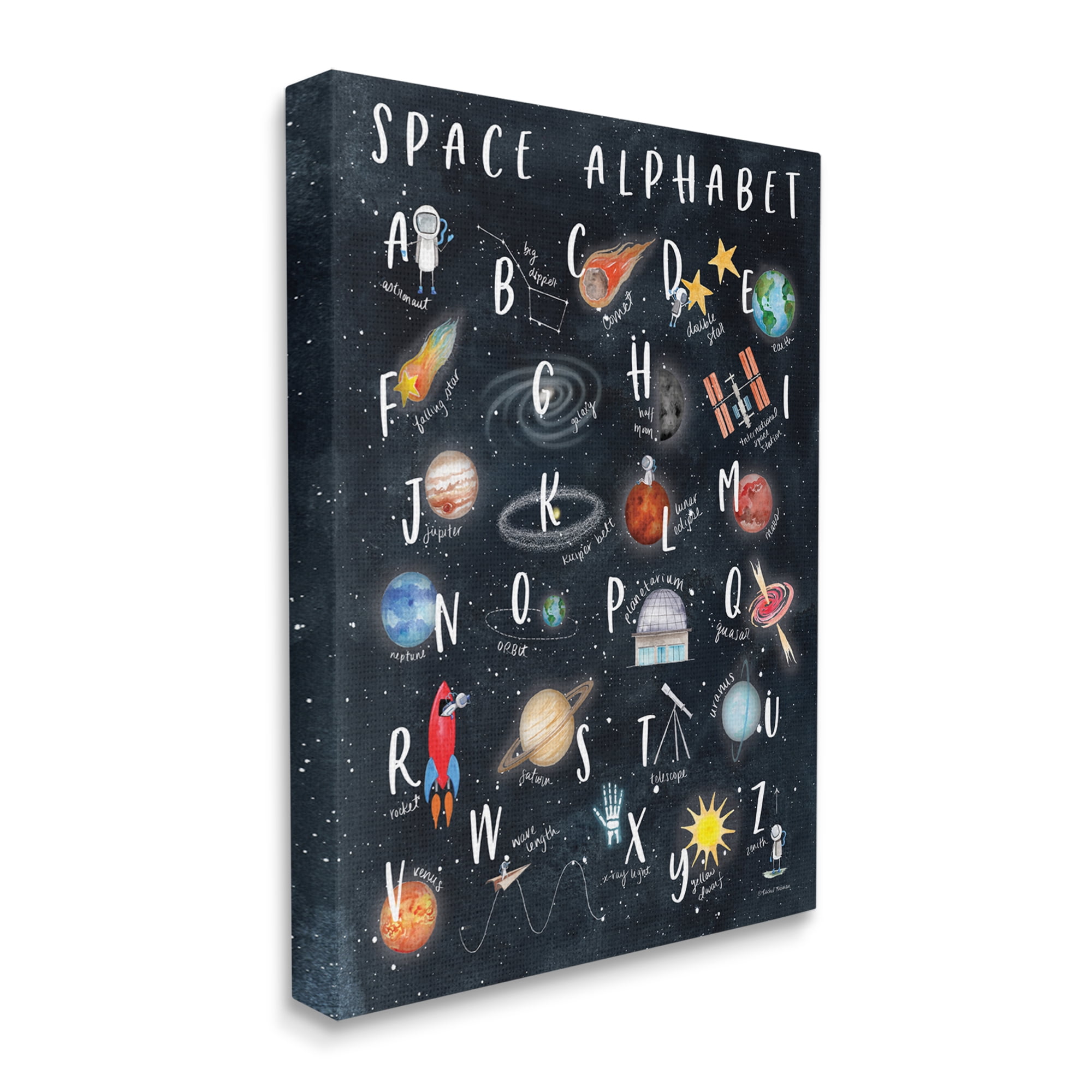 Stupell Industries Space Alphabet Playful Big Dipper Earth Galaxy,30 x 40,Designed by Rachel Nieman