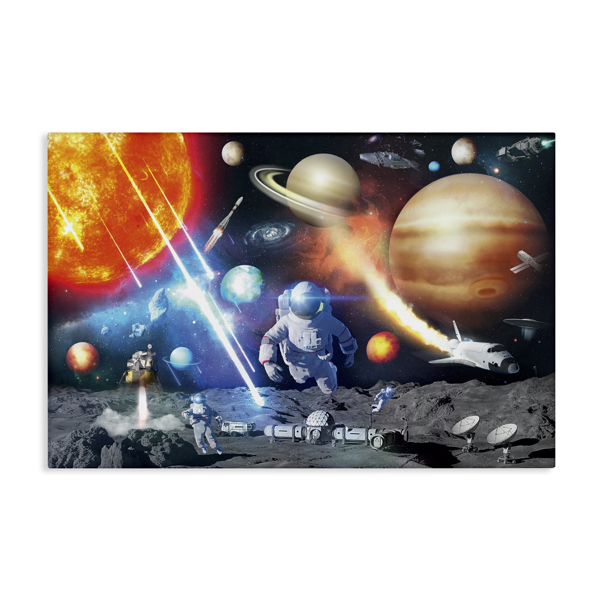 Stupell Industries Space & Astronauts Collage Astrology & Stars Painting Wrapped Canvas Art Print Wall Art, 36 x 24