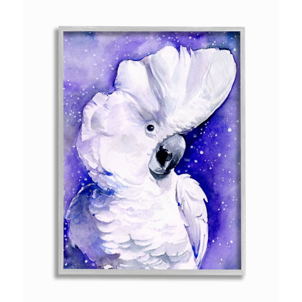 Stupell Industries Space Bird Watercolor Animal Purple Painting Framed Wall Art by Jennifer Paxton Parker