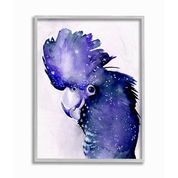 Stupell Industries Space Bird Watercolor Purple Animal Painting Gray Framed Art Print Wall Art, 11x14, by Jennifer Paxton Parker