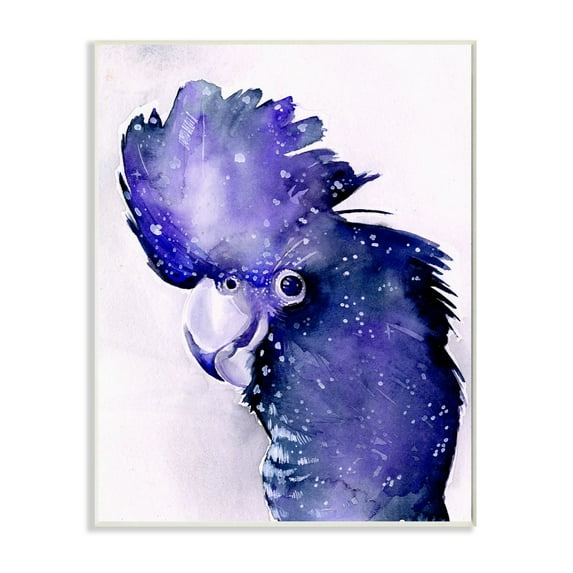 Stupell Industries Space Bird Watercolor Purple Animal Painting Wall Plaque by Jennifer Paxton Parker, 13" x 19", Wall Plaque