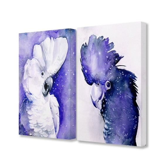 Stupell Industries Space Birds Purple Watercolor Animal Paintings Canvas Wall Art by Jennifer Paxton Parker, 2 Piece, 24" x 30"