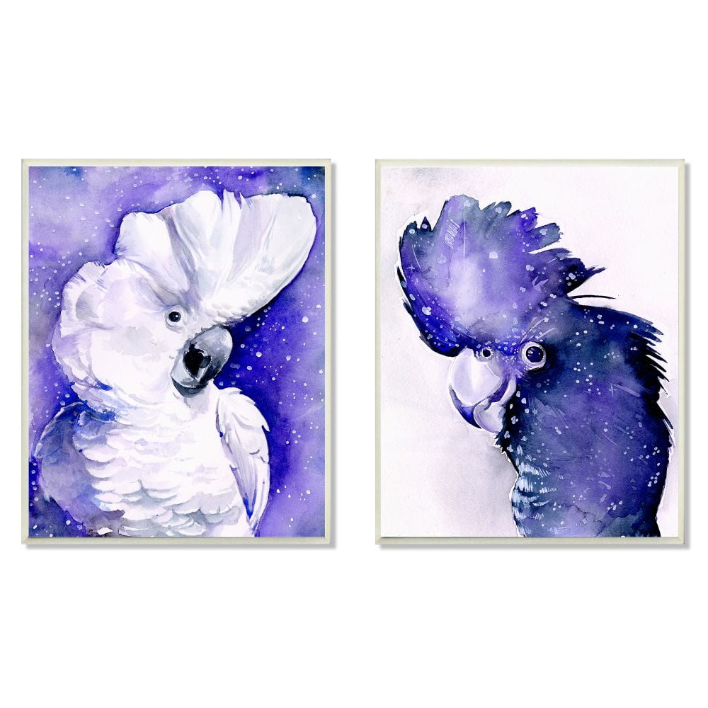 Stupell Industries Space Birds Purple Watercolor Animal Paintings Wall Plaque by Jennifer Paxton Parker