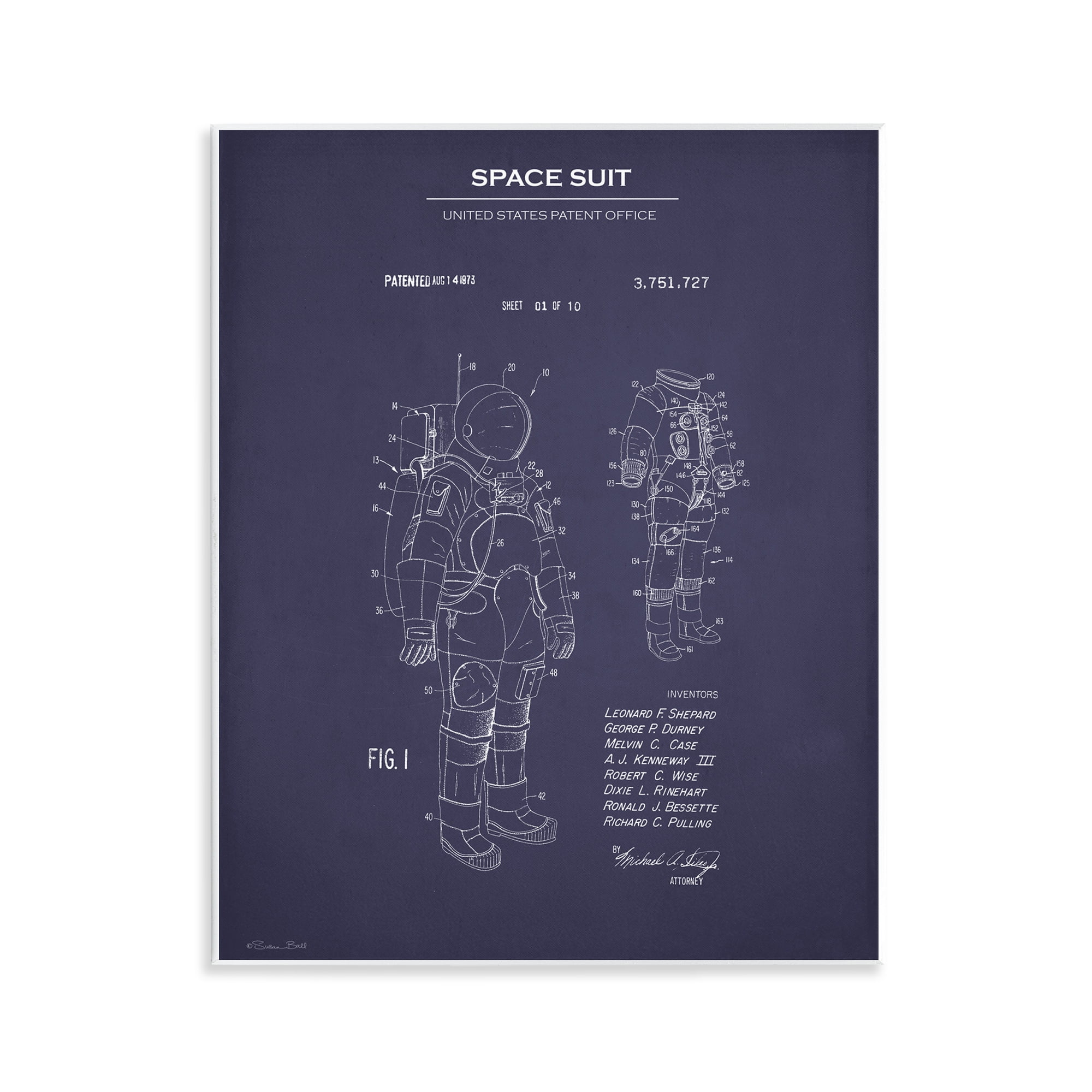 Space Suit Blueprint Unframed 11x14 MDF Wall Art