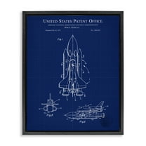 Stupell Industries Space Vehicle Blueprint Transportation Painting Black Floater Framed Art Print Wall Art, 17 x 21