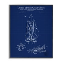 Stupell Industries Space Vehicle Blueprint Transportation Painting Black Framed Art Print Wall Art, 11 x 14