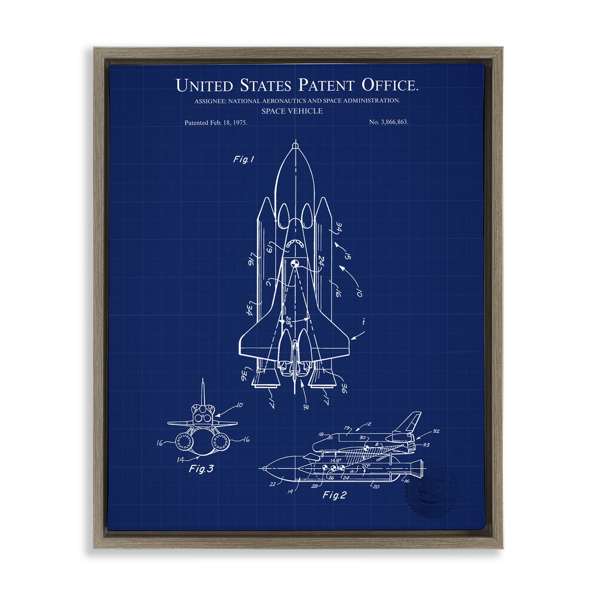 Stupell Industries Space Vehicle Blueprint Transportation Painting Brown Floater Framed Art Print Wall Art, 25 x 31