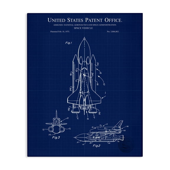 Stupell Industries Space Vehicle Blueprint Transportation Painting Gallery Wrapped Canvas Art Print Wall Art, 16 x 20