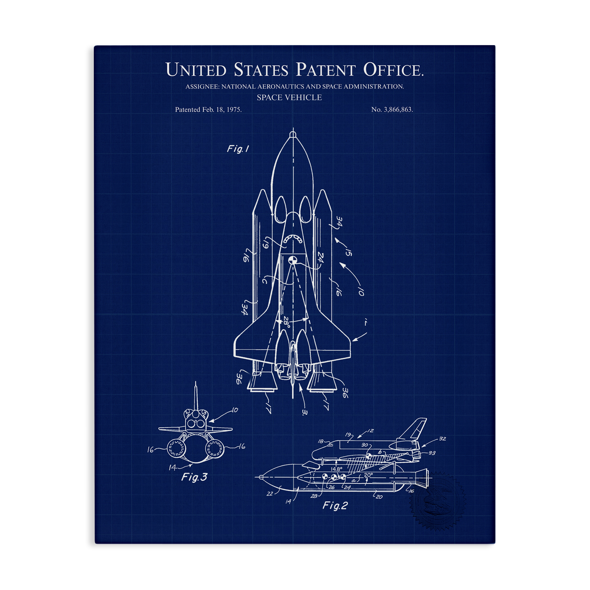 Stupell Industries Space Vehicle Blueprint Transportation Painting Gallery Wrapped Canvas Art Print Wall Art, 30 x 40