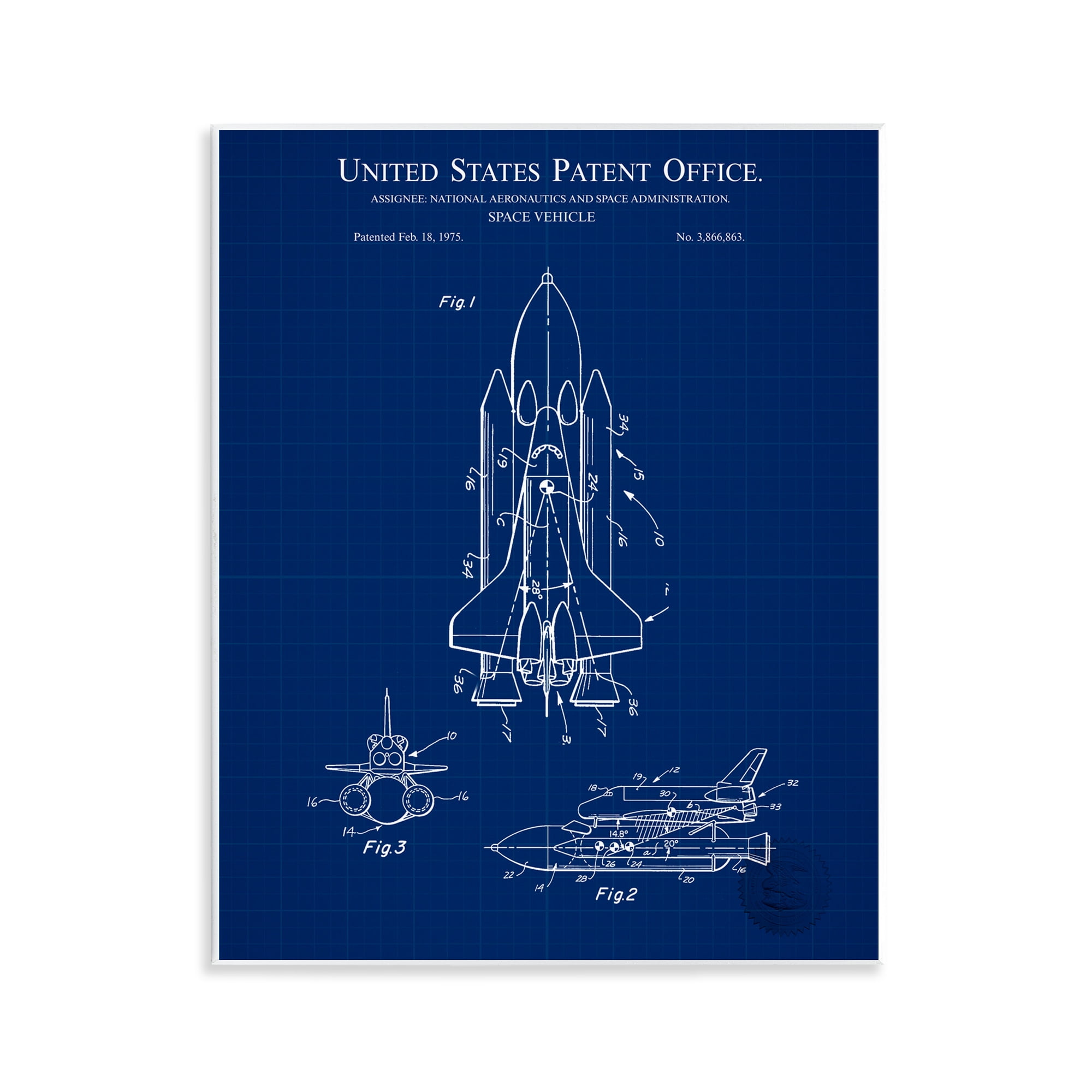 Stupell Industries Space Vehicle Blueprint Transportation Painting Unframed Art Print Wall Art, 11 x 14
