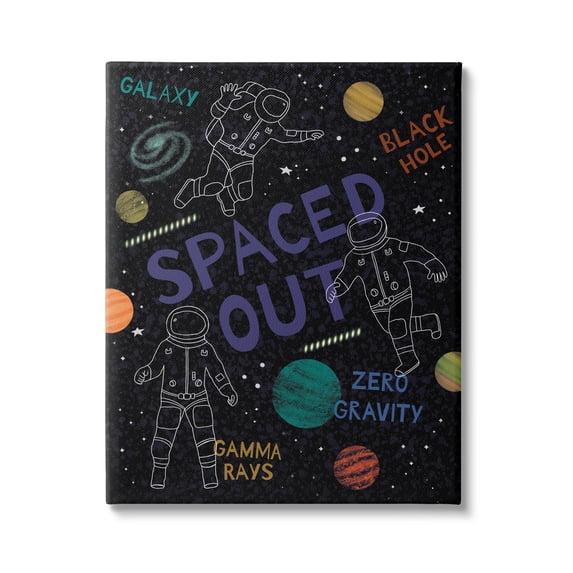 Stupell Industries Spaced Out Astronomy Words Line Doodle Astronauts Canvas Wall Art, 24 x 30, Design by Nina Seven