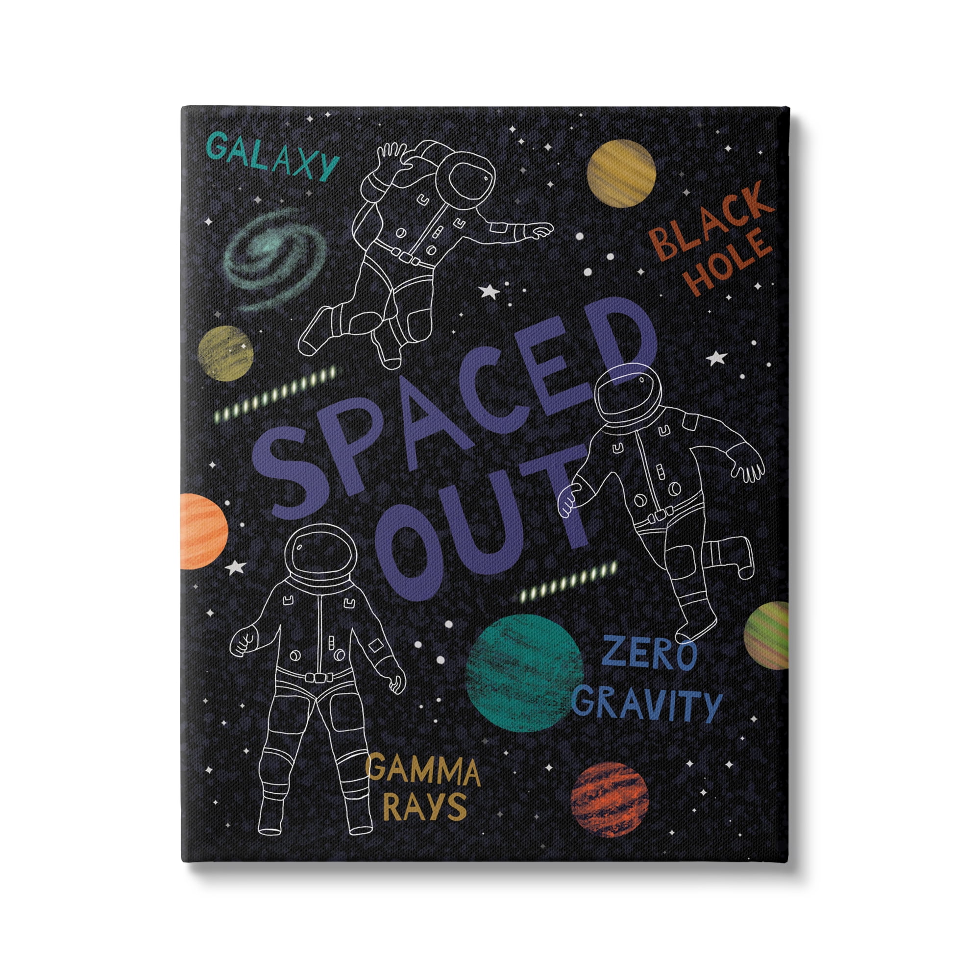 Stupell Industries Spaced Out Astronomy Words Line Doodle Astronauts Canvas Wall Art, 36 x 48, Design by Nina Seven