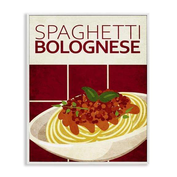 Stupell Industries Spaghetti Classic Kitchen Food & Beverage Painting White Framed Art Print Wall Art, 11 x 14