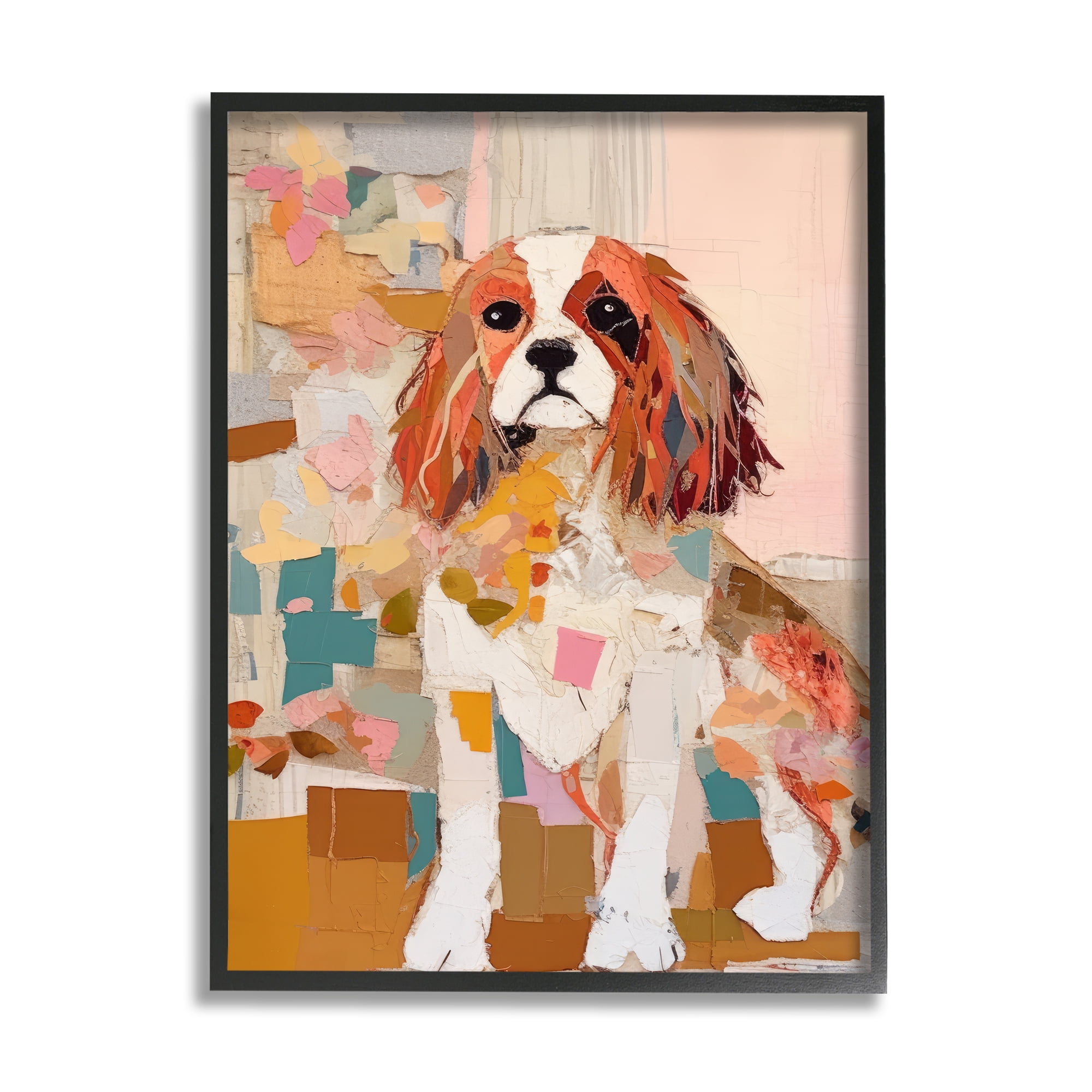 Stupell Industries Spaniel Dog Abstraction Animals & Insects Painting Black Framed Art Print Wall Art, 16 x 20