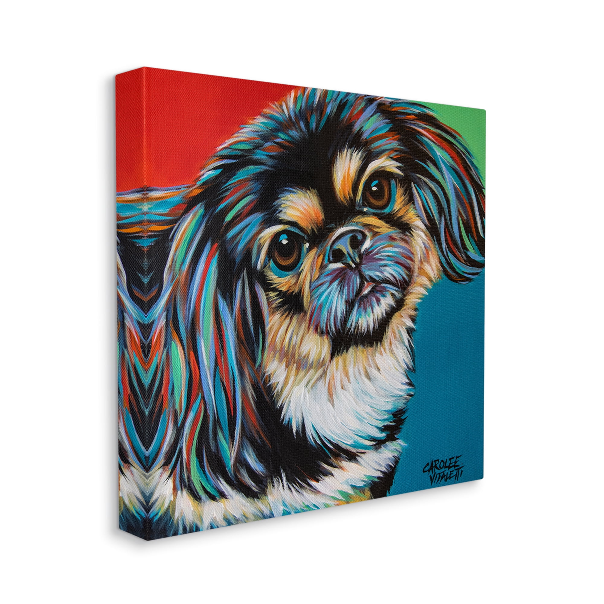 Stupell Industries Spaniel Dog Portrait Chroma Pop Red Yellow Green Canvas Wall Art, 30 x 30, Design by Carolee Vitaletti