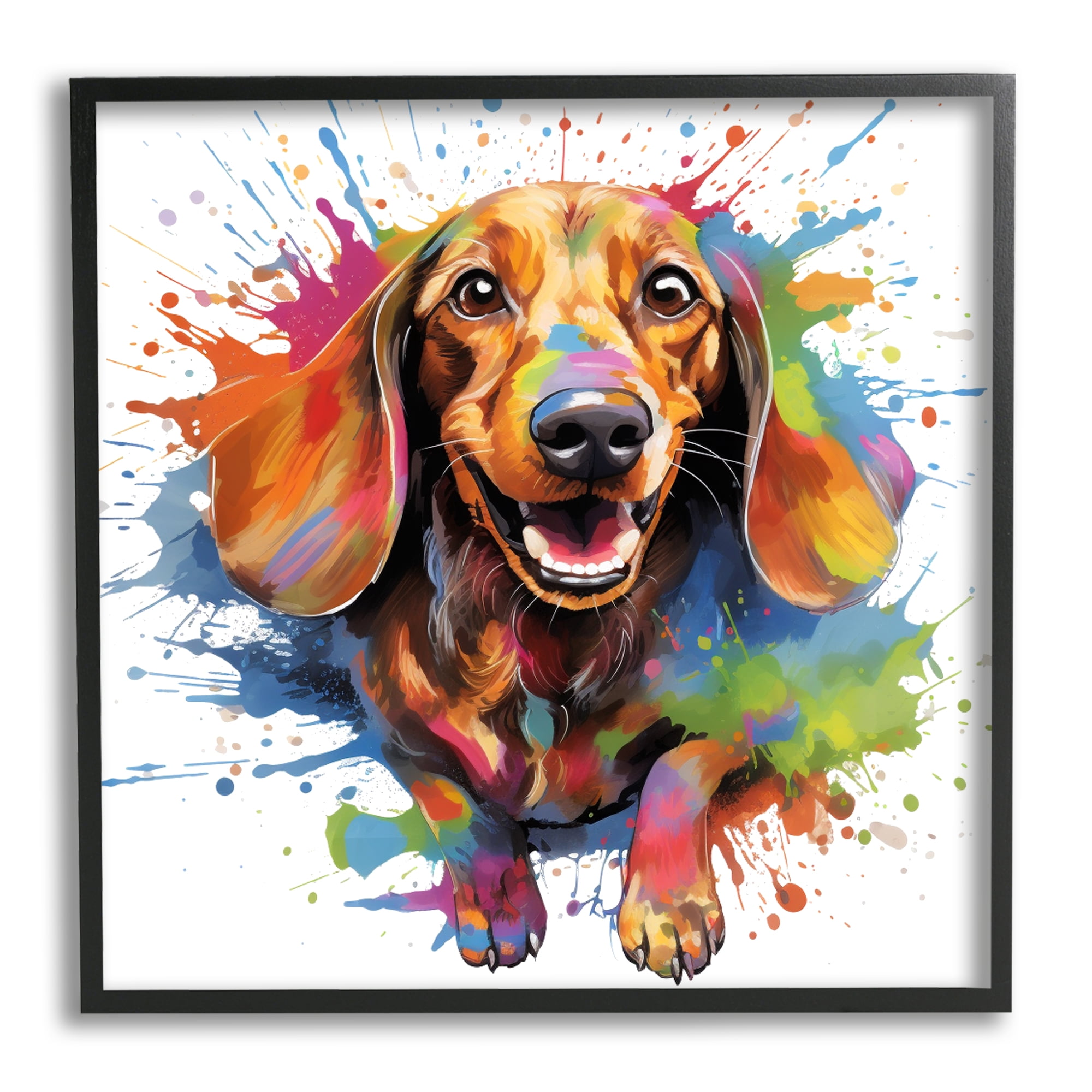 Stupell Industries Spaniel Dog Vibrant Splash Animals & Insects Painting Black Framed Art Print Wall Art, 24 x 24