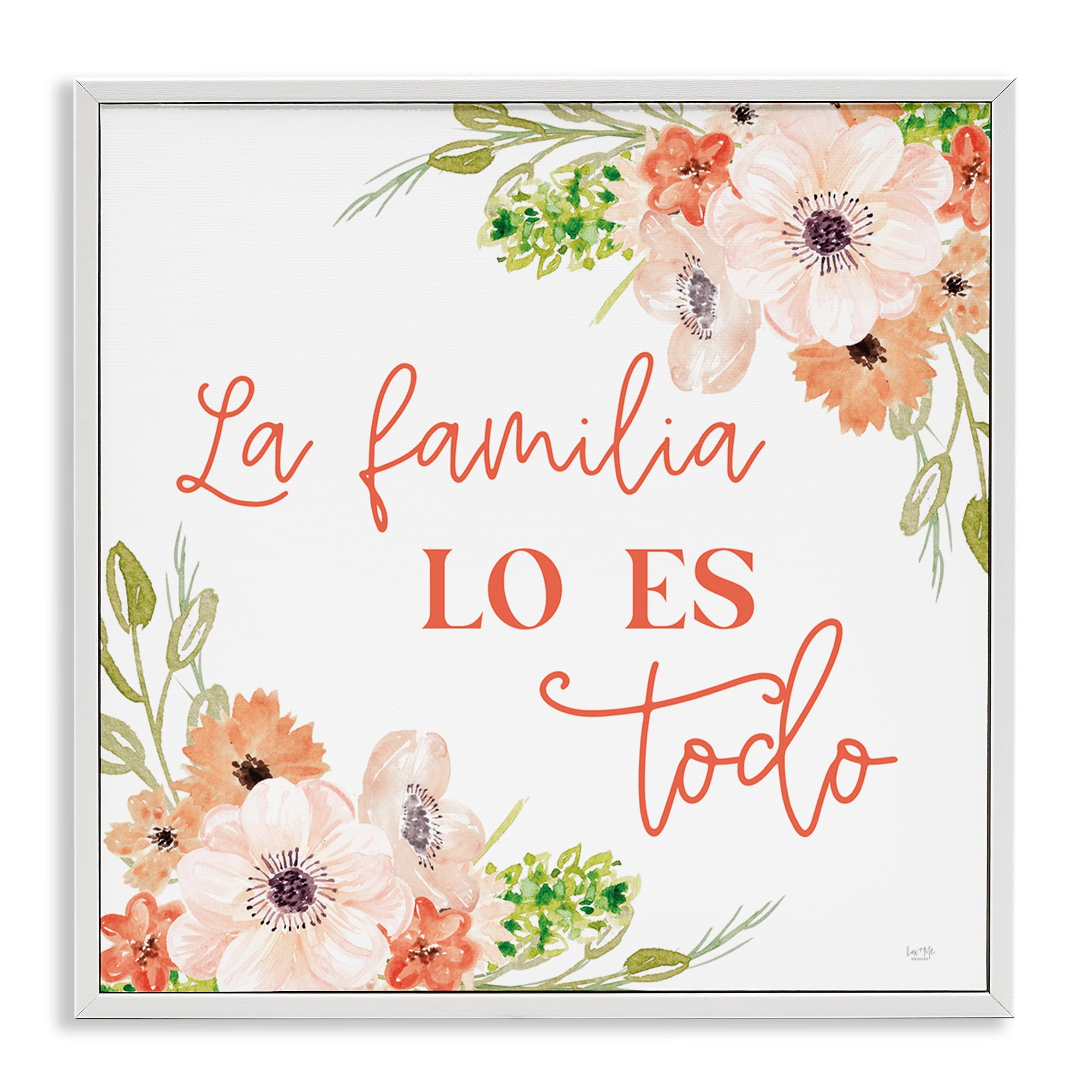 Stupell Industries Spanish Family Is Everything Plants & Flowers Painting White Framed Art Print Wall Art, 12 x 12