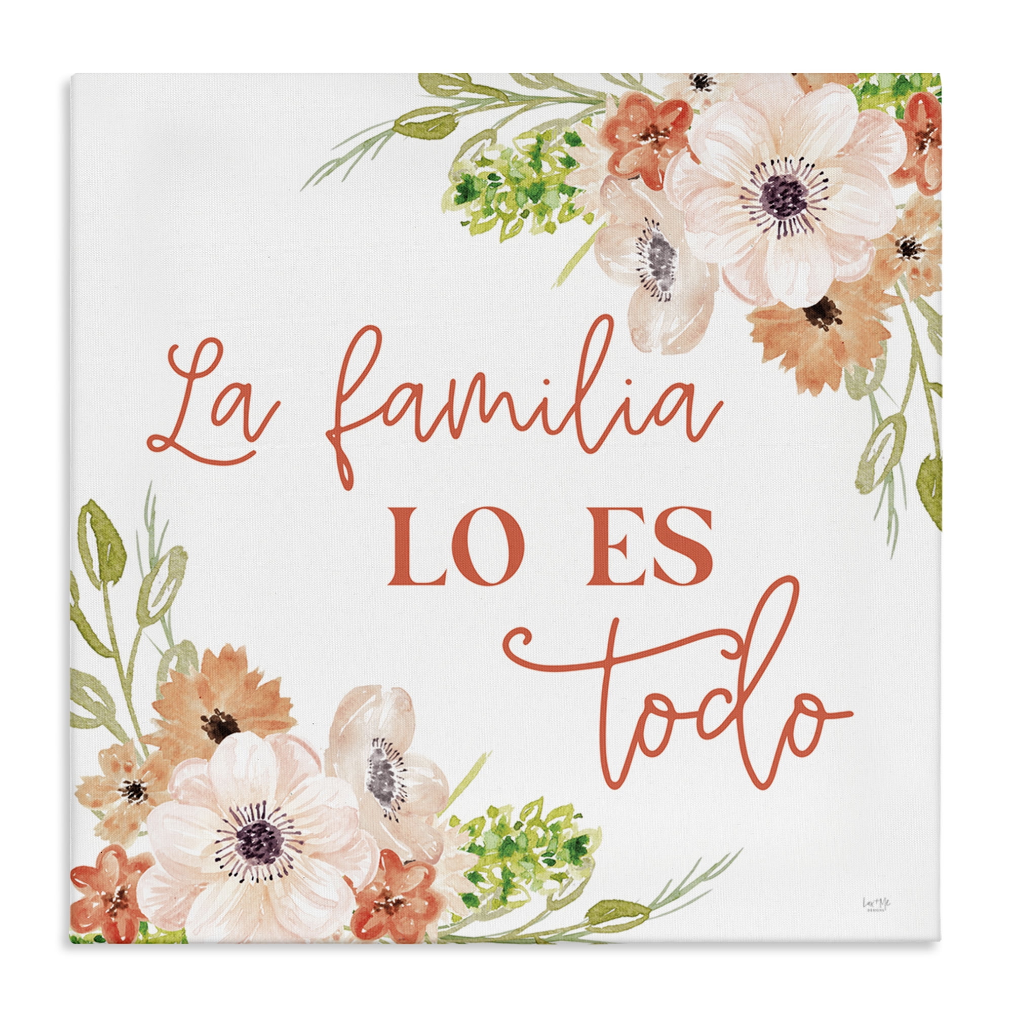 Stupell Industries Spanish Family Is Everything Plants & Flowers Painting Wrapped Canvas Art Print Wall Art, 17 x 17