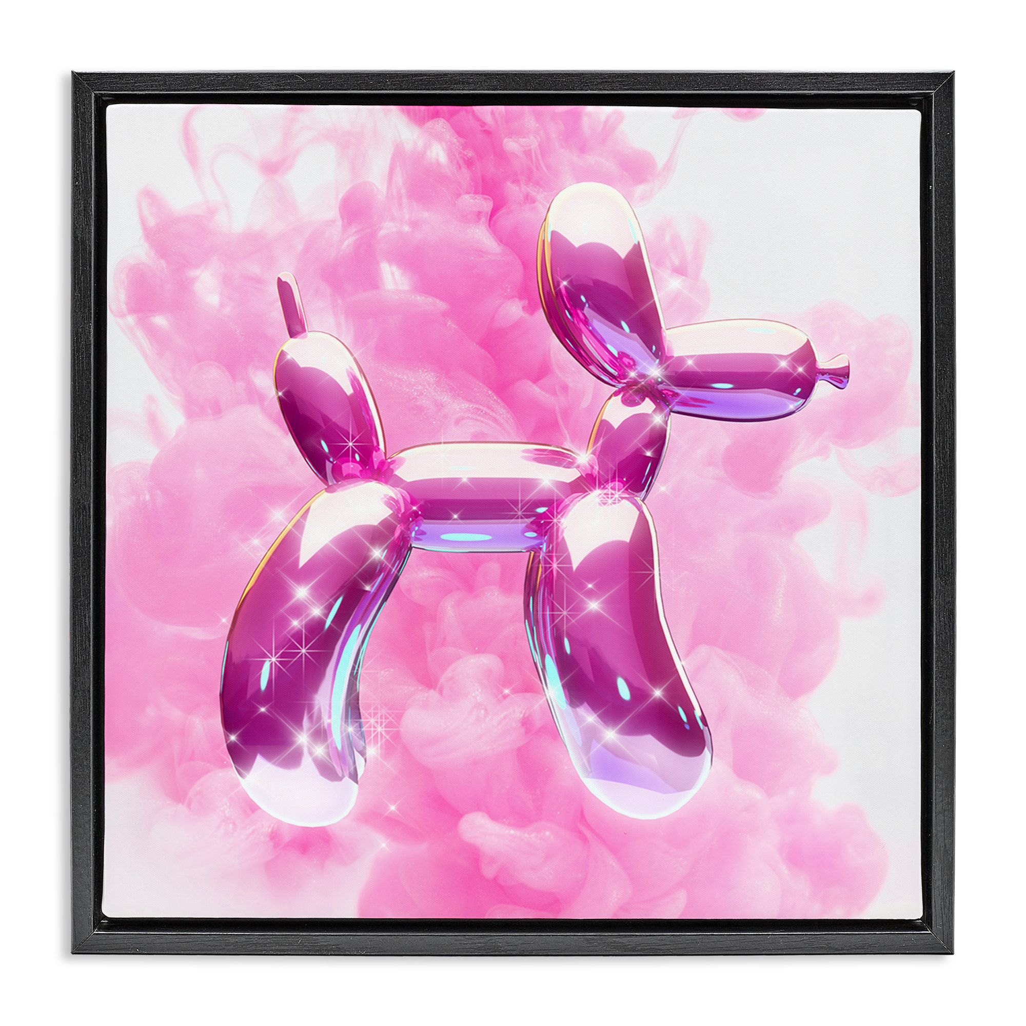 Stupell Industries Sparkle Balloon Dog Abstract Painting Black Floater Framed Canvas Art Print Wall Art, 18 x 18