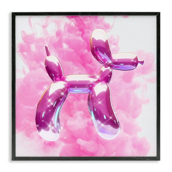 Stupell Industries Sparkle Balloon Dog Abstract Painting Black Framed Art Print Wall Art, 12 x 12