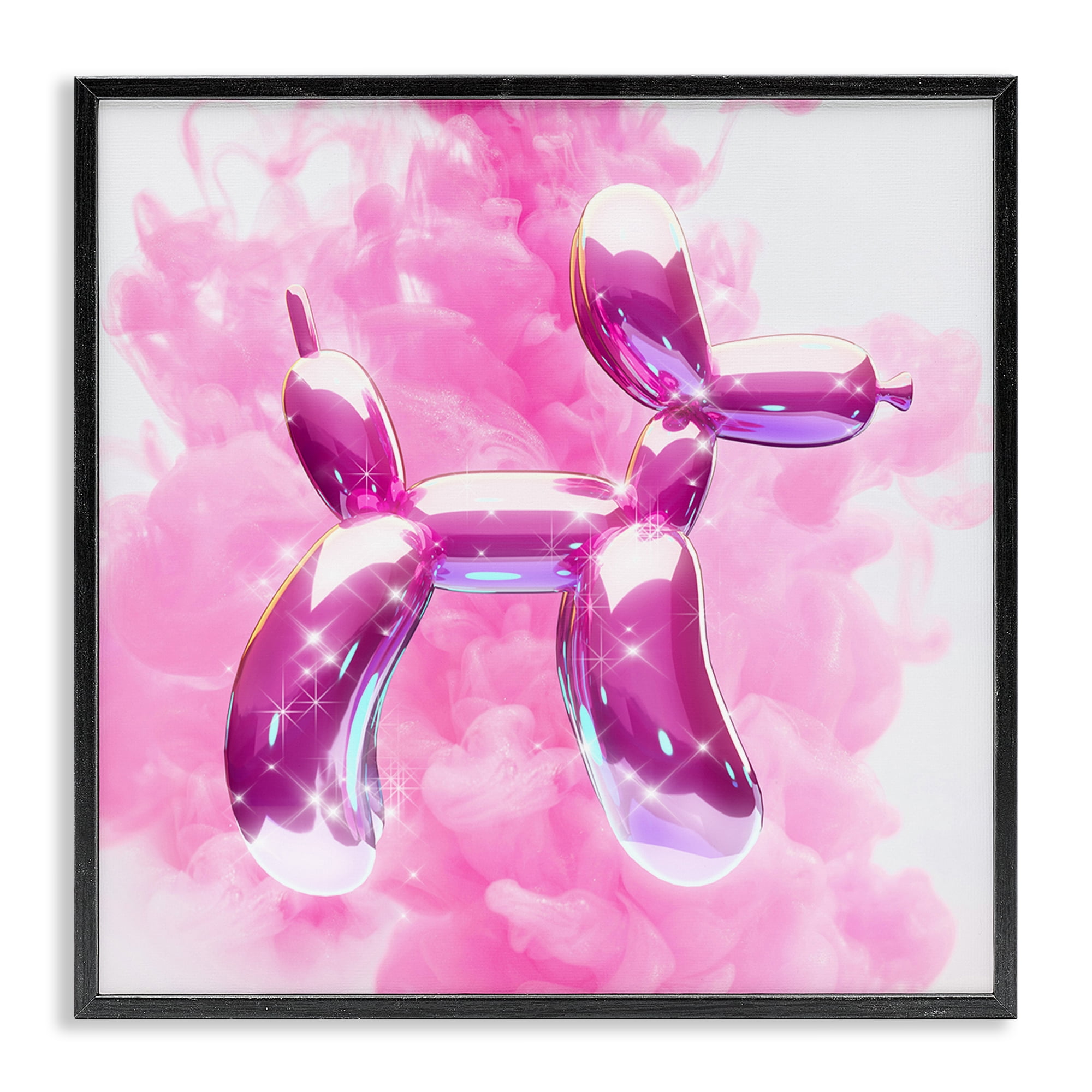 Stupell Industries Sparkle Balloon Dog Abstract Painting Black Framed Art Print Wall Art, 24 x 24