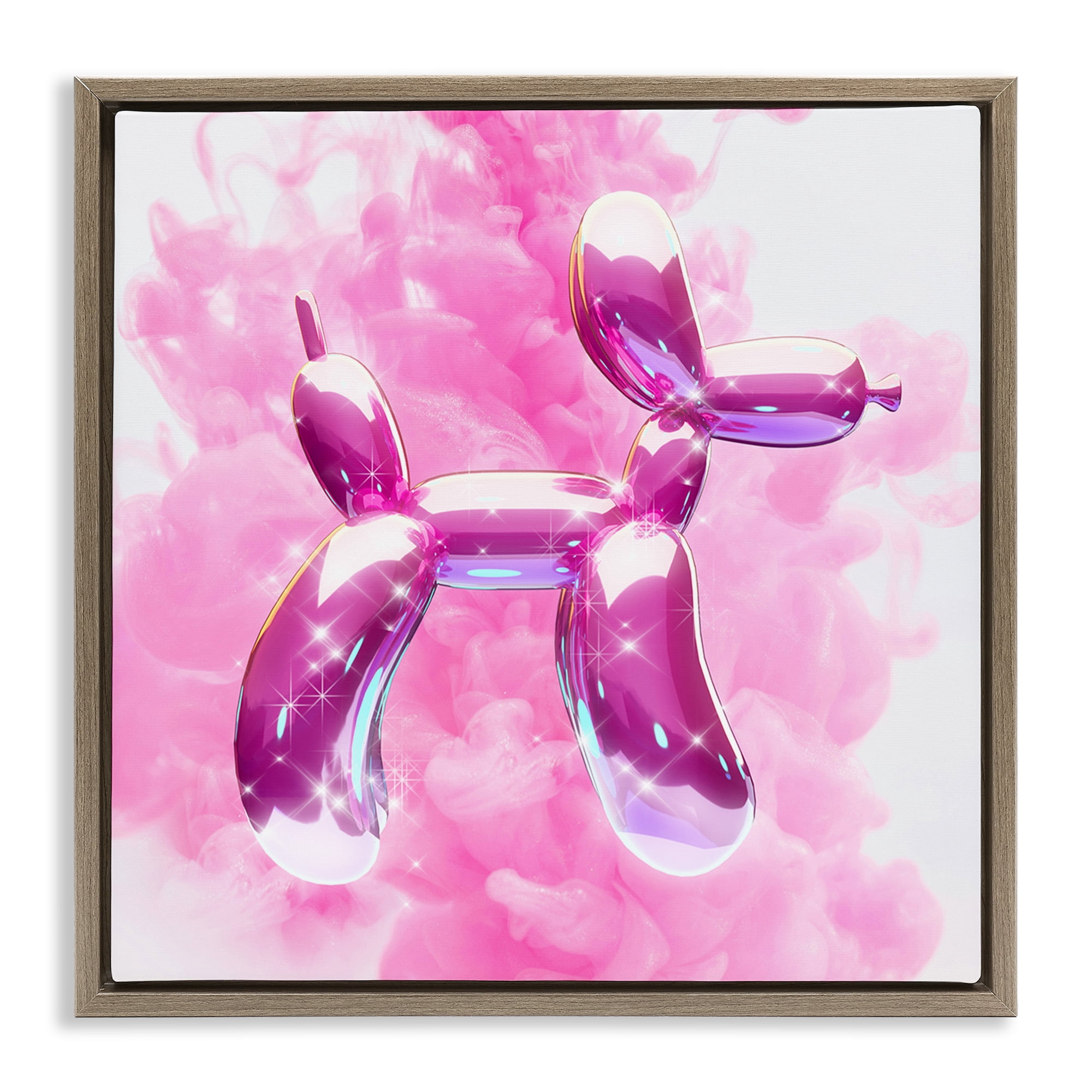 Stupell Industries Sparkle Balloon Dog Abstract Painting Brown Floater Framed Canvas Art Print Wall Art, 25 x 25